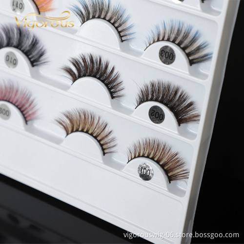 vigorous OEM & ODM False Eyelashes Private Label Good Quality Strips Colorful 100% Real Mink Colour Fake Mink Lashes
